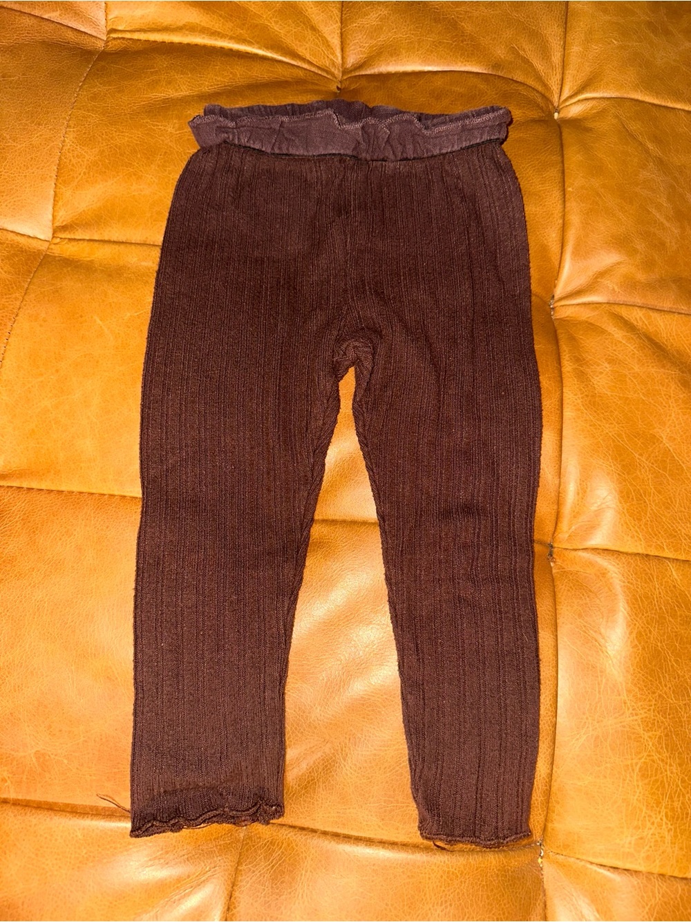 Zara Brown Ribbed Kids Leggings